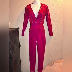 Elegant Pink Studded Jumpsuit
